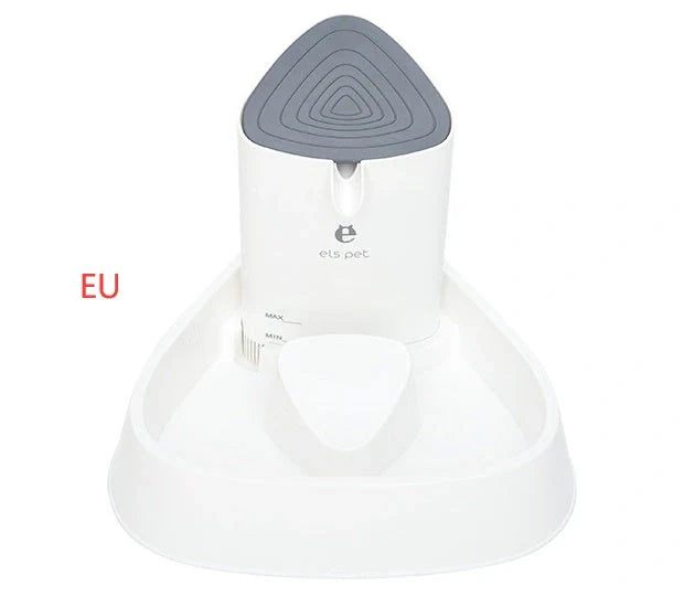 1.5L automatic pet water fountain with white plastic body and LED light
