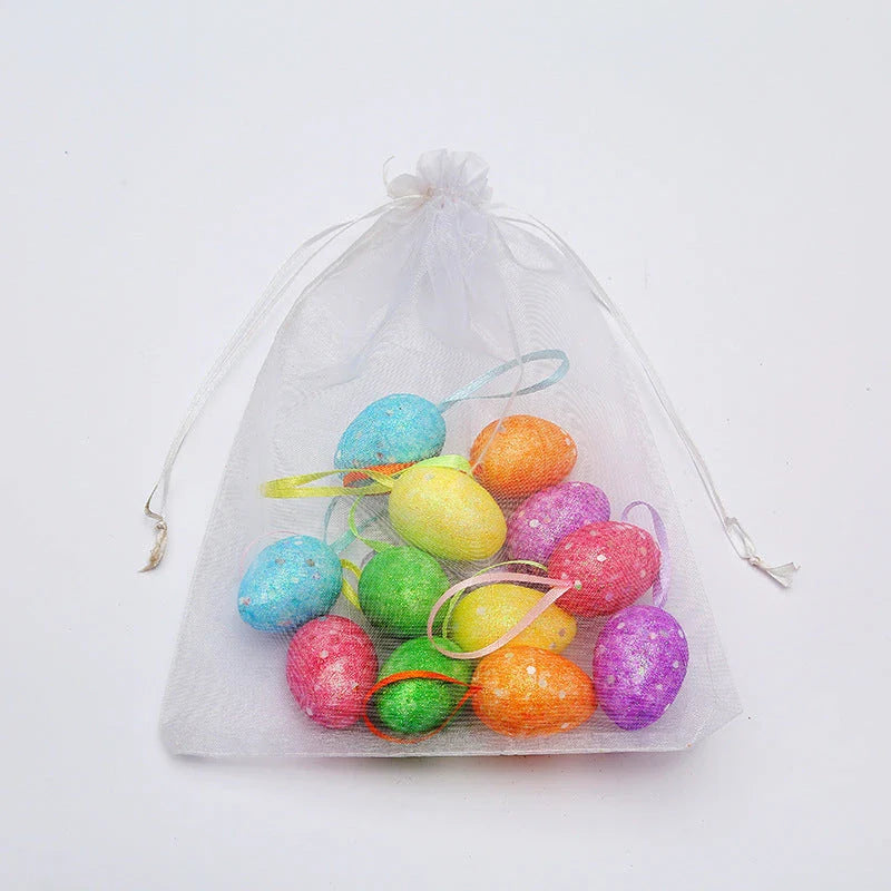 Colourful and vivid painted Easter egg ornaments in various sizes and styles, perfect for decorating Easter baskets, trees, and more.
