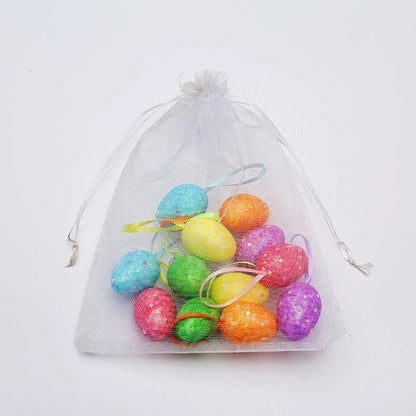 Colourful and vivid painted Easter egg ornaments in various sizes and styles, perfect for decorating Easter baskets, trees, and more.