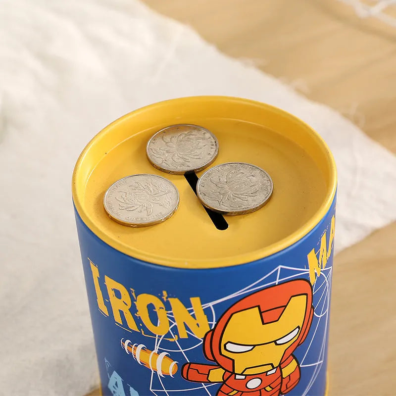 British style metal piggy bank coin tin with secure slot