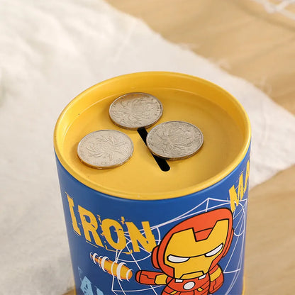 British style metal piggy bank coin tin with secure slot