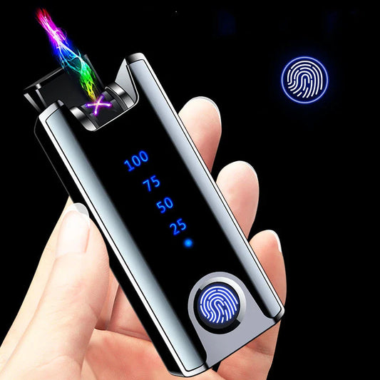 A premium, fingerprint-activated lighter with a sleek, ice-plated zinc alloy body for modern British consumers