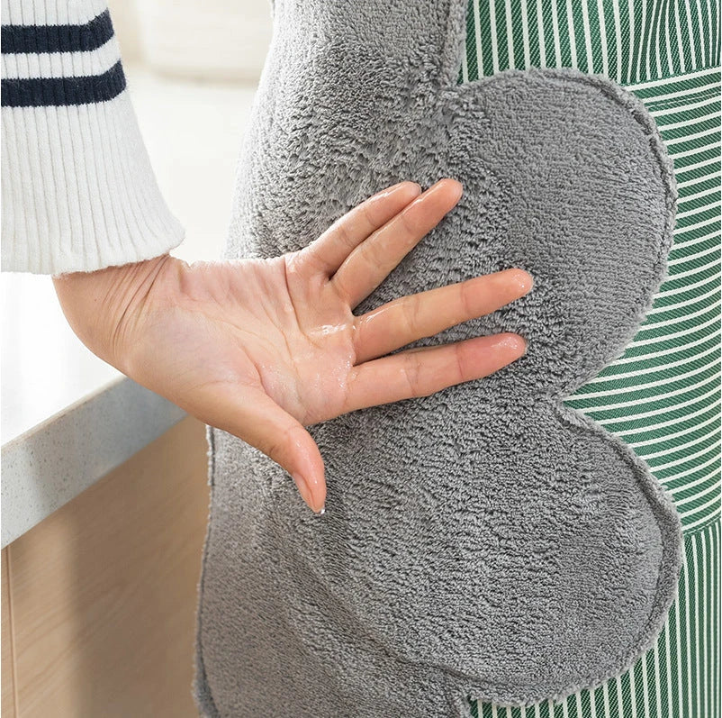 Adjustable waterproof kitchen apron with towel pockets, featuring a sleek Nordic-inspired design and made with durable Oxford cloth and soft polyester velvet.