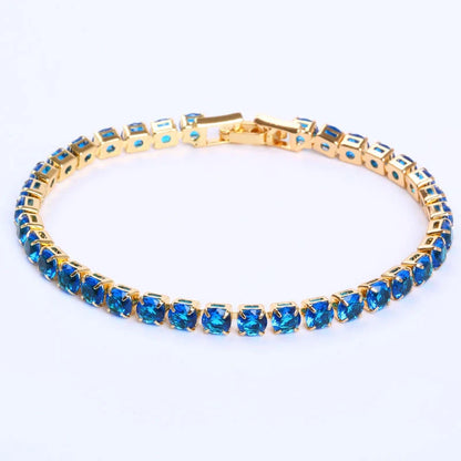 Cubic Zirconia Tennis Bracelet with AAA+ stones and copper box chain in various colours