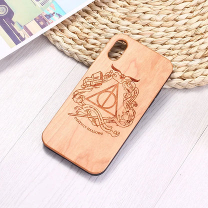 Wooden phone case with TPU bumper and laser carving pattern for smartphones