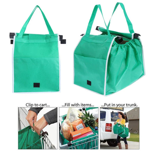 Eco-Friendly Foldaway Reusable Shopping Bag in Green - Durable, Mould-Resistant Cloth Tote with Generous 40-Pound Capacity