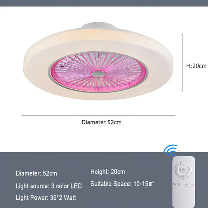 58cm European style overhead fan lamp with metal blades, acrylic shade, and remote for quiet air purification in living rooms
