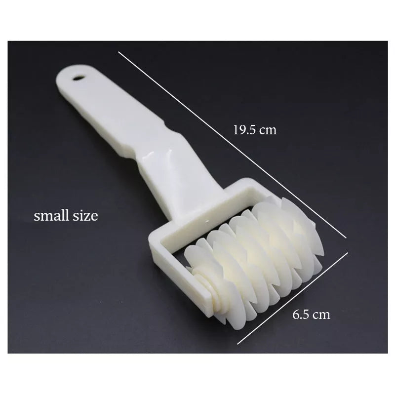 White plastic pizza knife set with three sizes for clean, effortless cuts