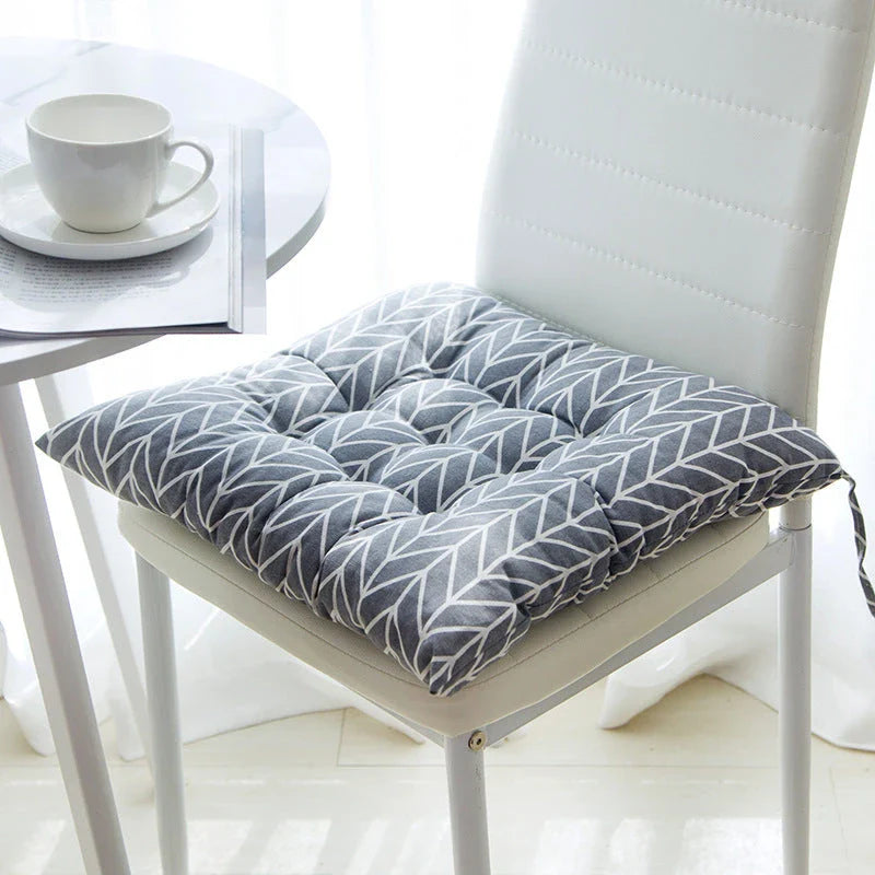 Soft and supportive linen-cotton chair cushion with various color and pattern options