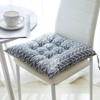 Soft and supportive linen-cotton chair cushion with various color and pattern options