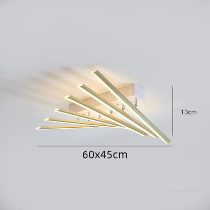 Modern wave style LED ceiling light with six 50cm arms in black or gold finish