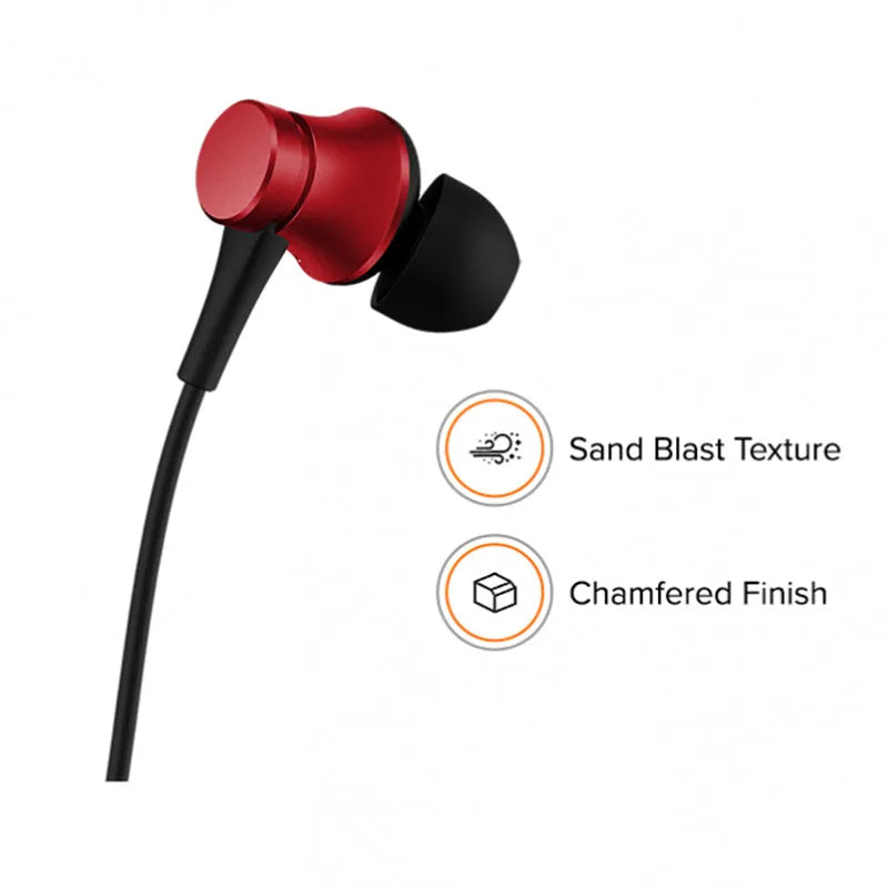 Piston in-ear headphones with 3.5mm plug in black, blue, and red colour options