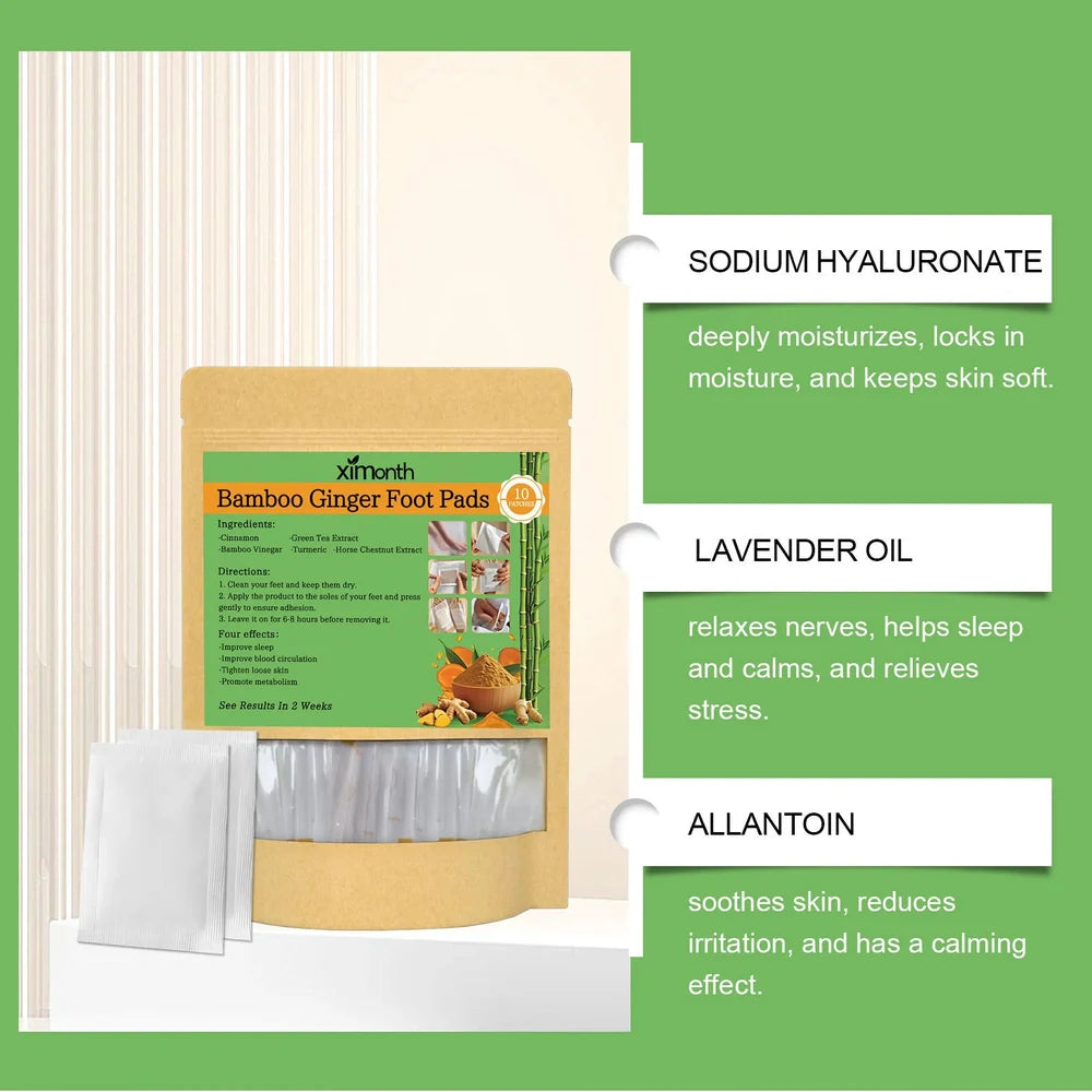 Pack of 10 adhesive health patches with ginger and turmeric ingredients for body relief