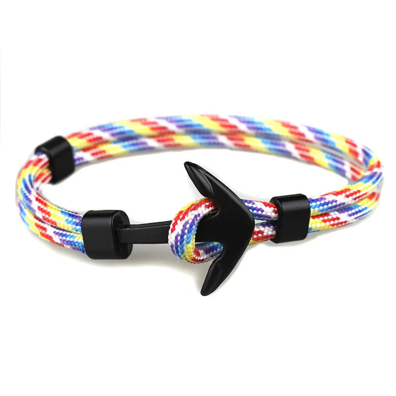 Stylish unisex anchor bracelet with hand strap, perfect for nautical fashion enthusiasts