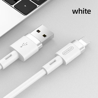 Type-C data charging cable with straight connector in multiple colours on a white background.