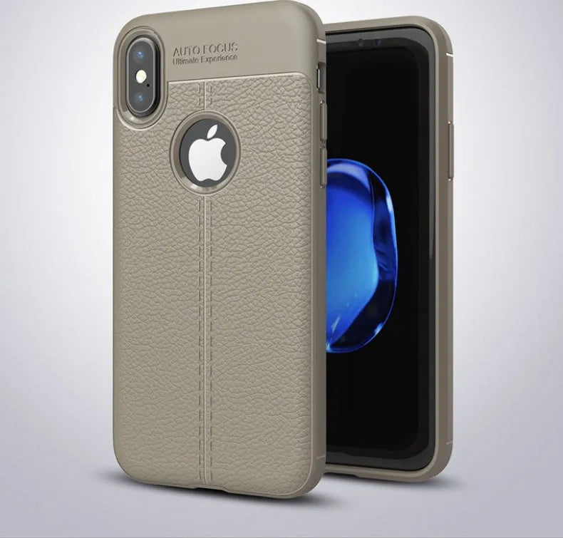WeFor PU leather texture phone case for OnePlus 5, 5T, and 6 with soft silicone and free screen protector