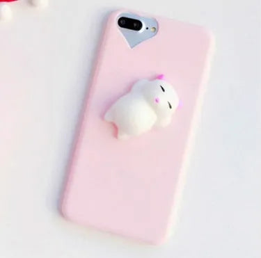 3D cartoon cat silicone TPU phone case for iPhone models, showing soft texture and anti-knock protection
