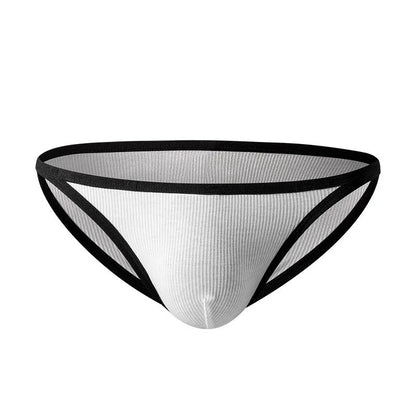 Men's low waist briefs in rib knit fabric available in white and grey colours
