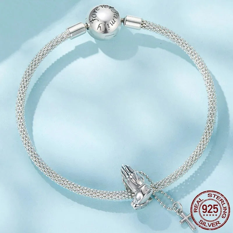 S925 sterling silver chain cross bead with pearlescent treatment, 2.8cm by 0.7cm, 0.45cm aperture, SCC3170 colour