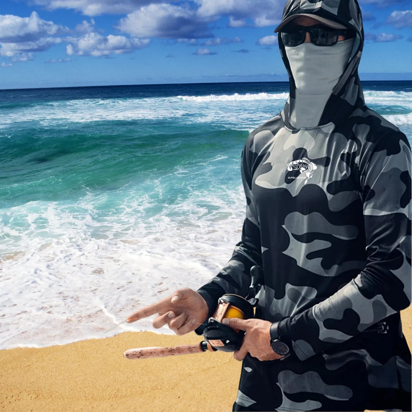 Huk Pursuit breathable long sleeve fishing shirt with mesh side panels and crew neck
