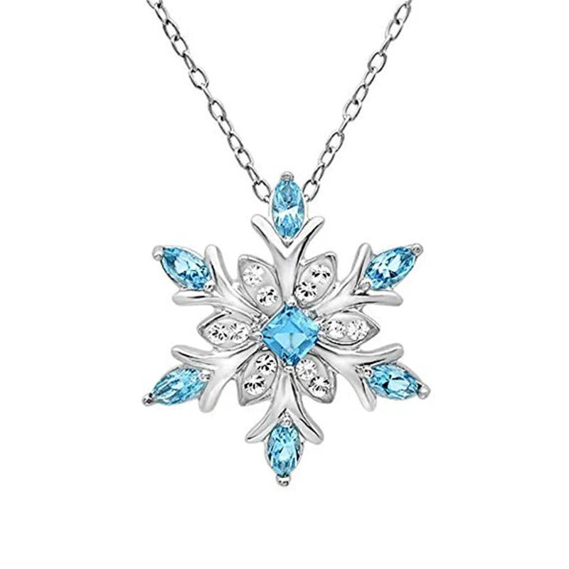 Elegant crystal snowflake pendant necklace with shimmering zircon stones for stylish Christmas celebrations