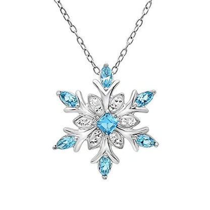 Elegant crystal snowflake pendant necklace with shimmering zircon stones for stylish Christmas celebrations