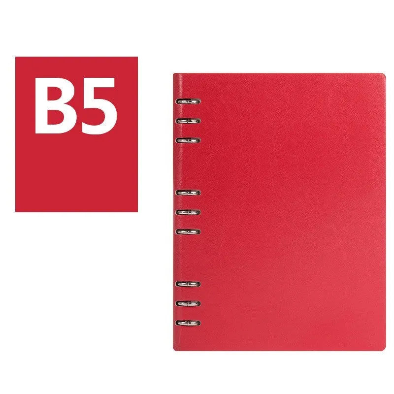 Loose-leaf business notebook with imitation leather cover in multiple colour options