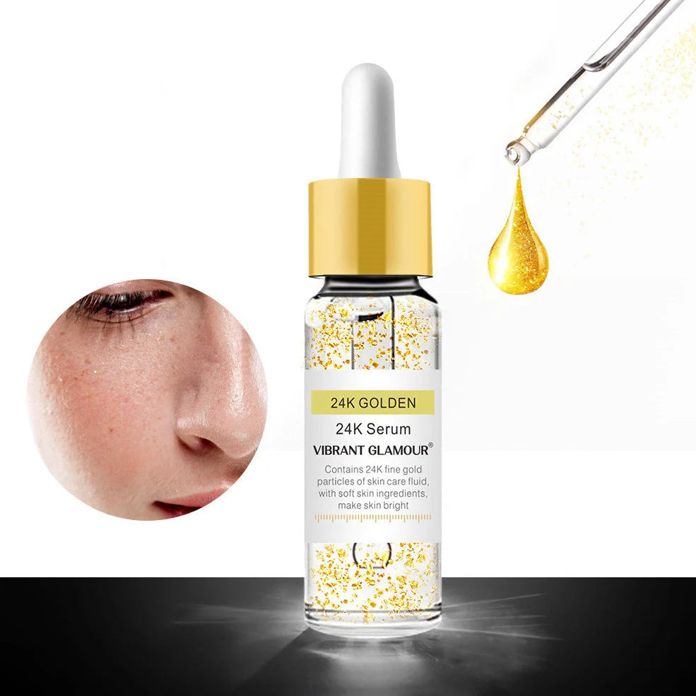 4K Gold Serum bottle with 24K pure gold formula for skin tightening and brightening