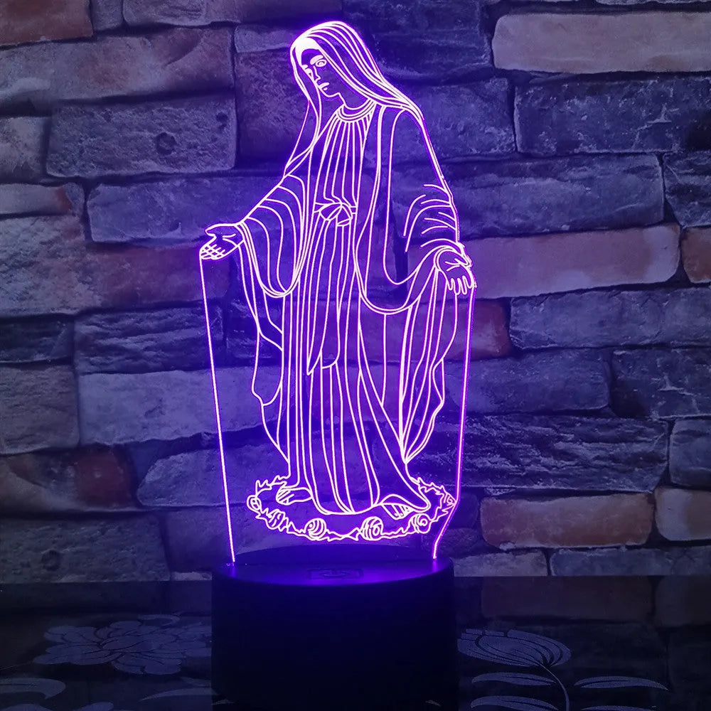 3D LED night light with laser-engraved acrylic showing stereoscopic dual ring patterns