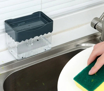 Stylish 2-in-1 sink caddy with liquid soap dispenser for streamlined kitchen organisation