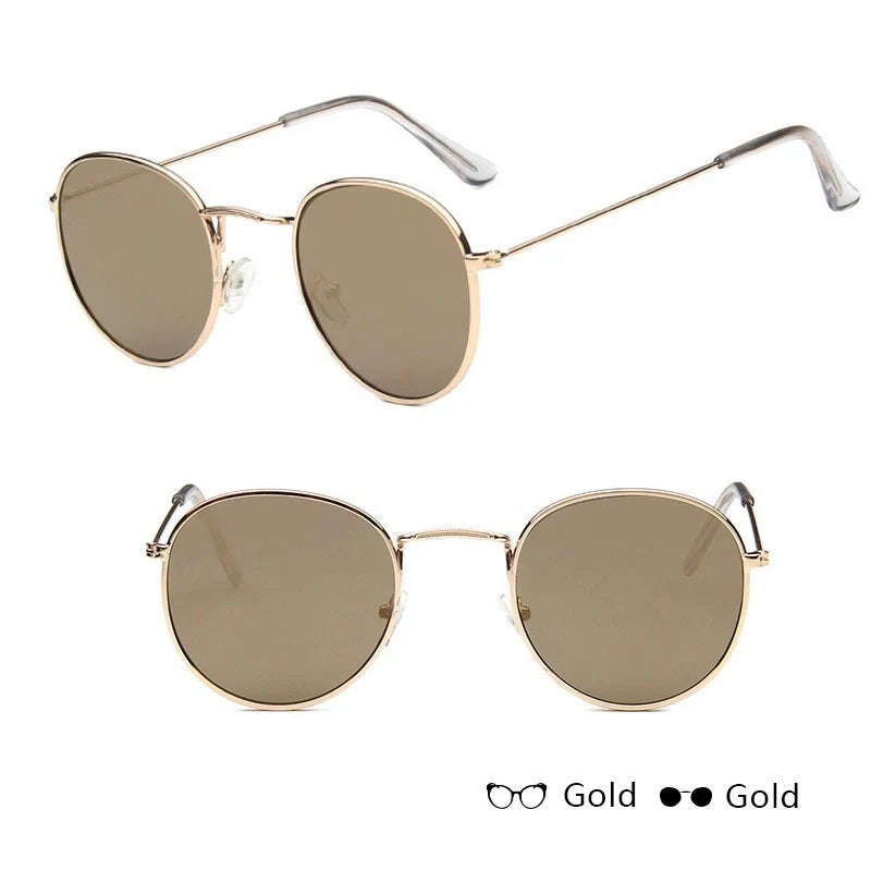Stylish retro sunglasses for women with metal frame and glass lenses