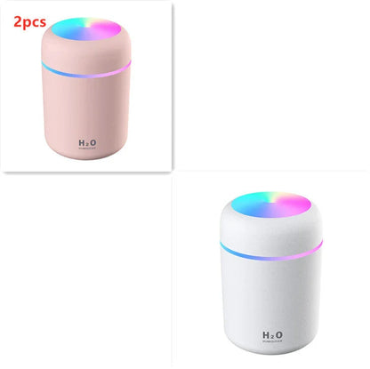 Compact and quiet bedroom humidifier with soothing colour-changing lights for a relaxing sleep environment