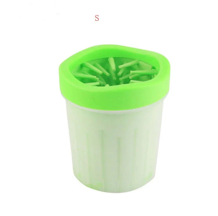 Silicone dog paw cleaning cup with soft bristles for easy and gentle paw washing