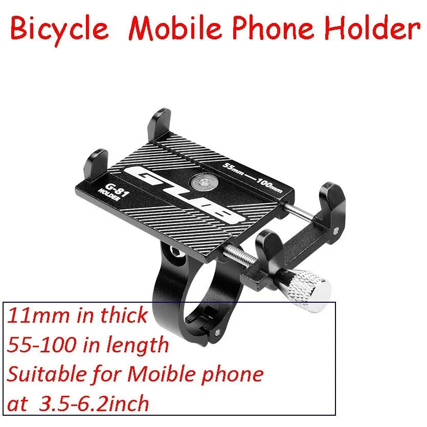 Aluminium bicycle phone holder with 360-degree rotation mounted on handlebars