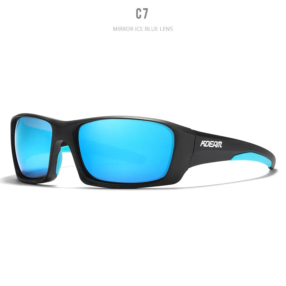 Ultralight polarised sports sunglasses with TR90 frame and silicone nose pad in one of eight available colours.