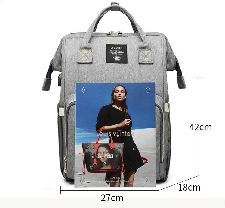 LEQUEEN Stylish Large Capacity Mummy Bag in various colors and styles, perfect for parents on the go.