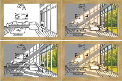 Illuminated picture frame with LED lights creating a mesmerizing display of art and ambiance