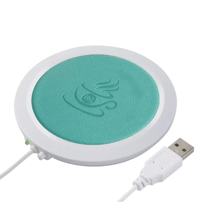 High temperature heating coaster with USB interface in black, blue, or orange PU artificial leather