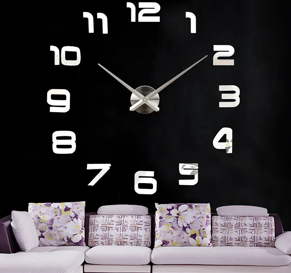 25-inch solar wall clock with laser-engraved markings and European round design in black finish