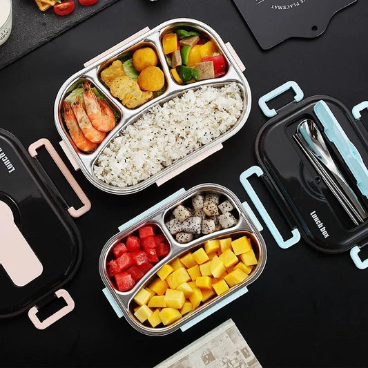 Dielectric Insulated Lunch Box in green, blue, pink, and black with stainless steel inner tank