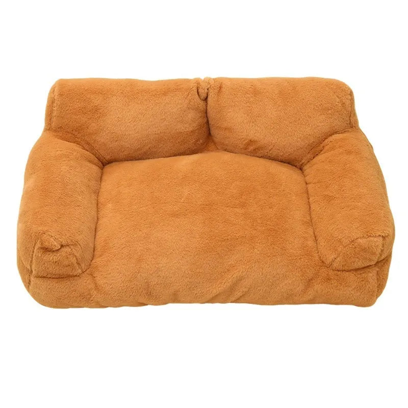 Rabbit plush sofa-style dog pet bed in pink, milky white, golden brown or light grey, four sizes