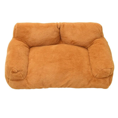 Rabbit plush sofa-style dog pet bed in pink, milky white, golden brown or light grey, four sizes