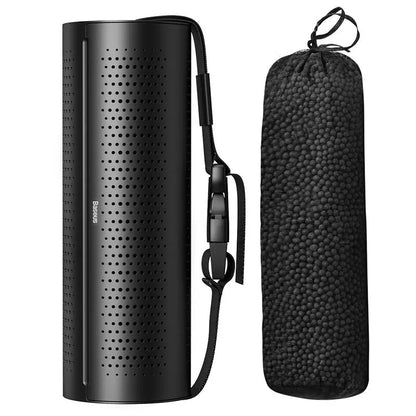 Black BASEUS car air purifier with ABS casing and activated carbon crystal for in-car purification and deodorisation
