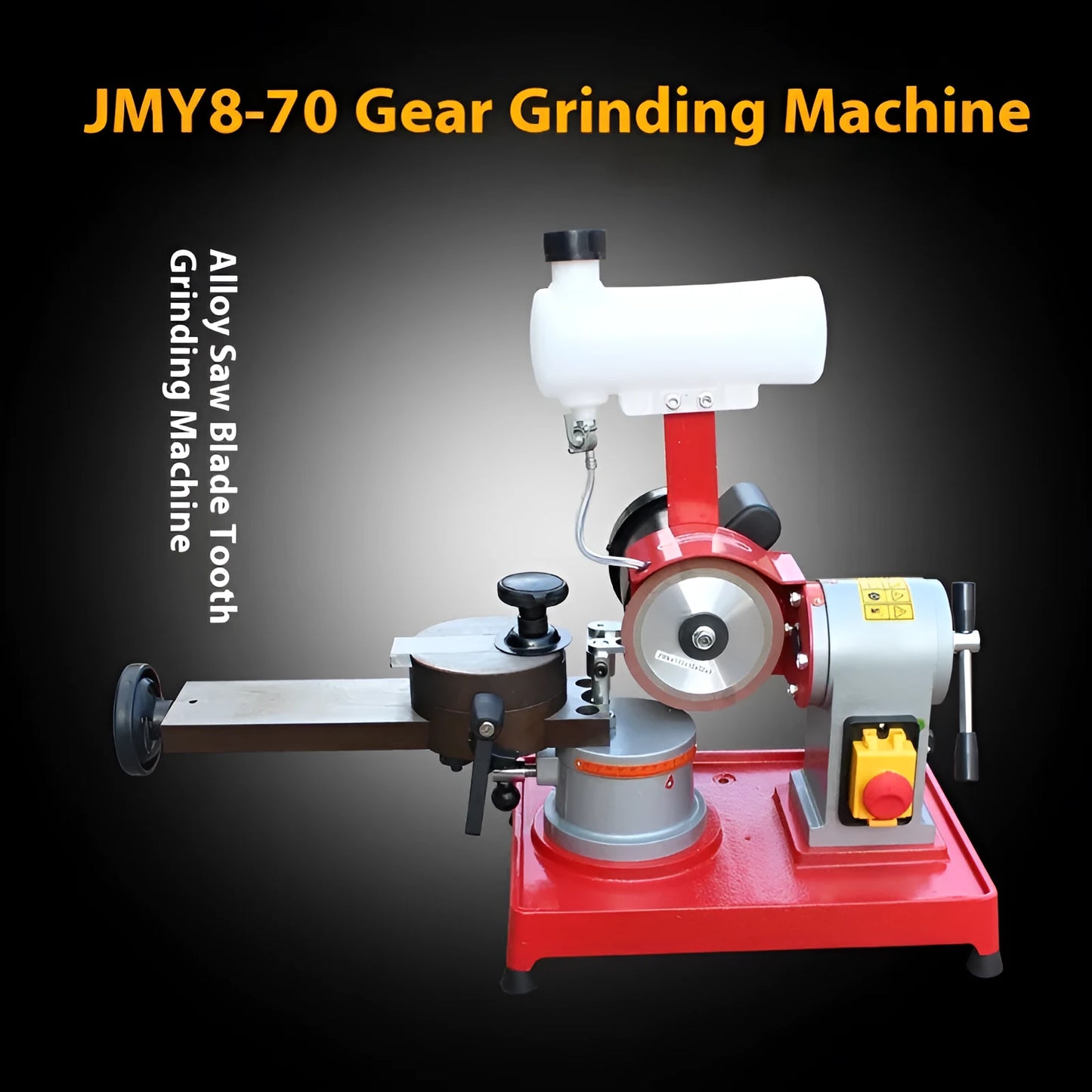Xiao Mowang manual bench grinding machine for sharpening alloy circular saw blades on a workbench.