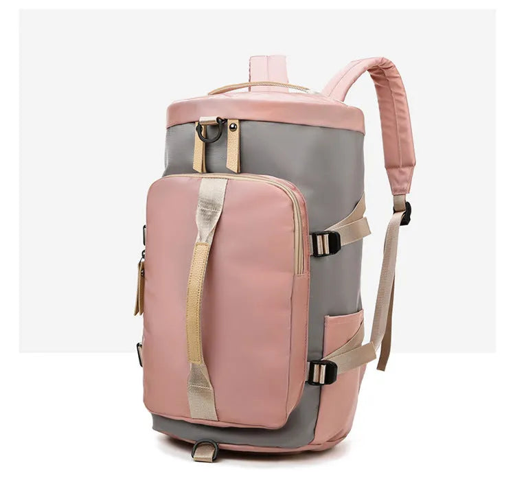 Black waterproof 3-in-1 convertible nylon backpack showing shoe compartment and combination lock.