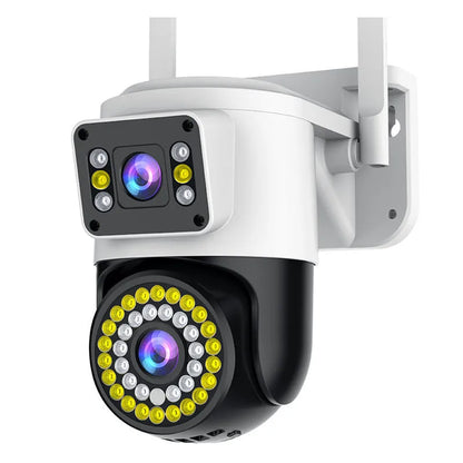 Wireless WiFi binocular surveillance camera with dual screen and night vision, 148x80x185mm, no memory card included.