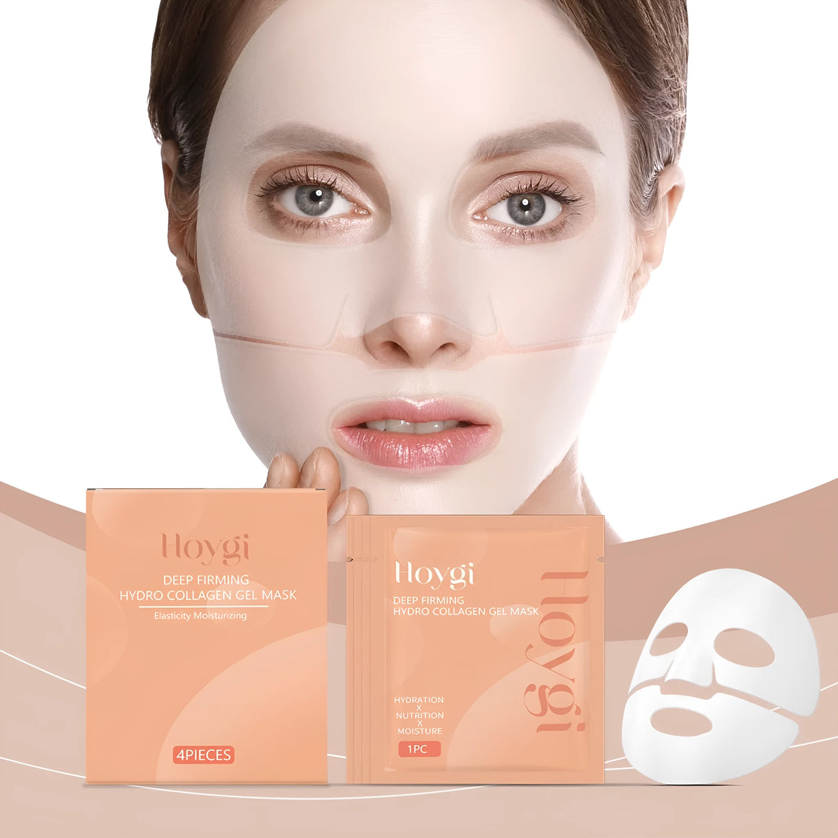 Hydro collagen gel mask in hydrogel sheet format with collagen and grape seed oil ingredients
