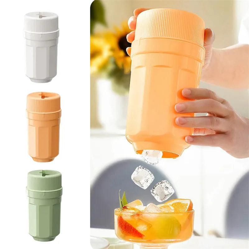 Ice cube tray with rotating release mechanism and sealing cover, 300ml capacity PP PET twist ice tray for freezer storage in home refrigerators, car fridges, and mini-fridges, available in green, peach, and white colour options with or without lid