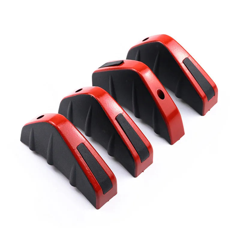 Black triangular car rear spoiler made of ABS plastic, 15cm wide, with mounting screws and adhesive.