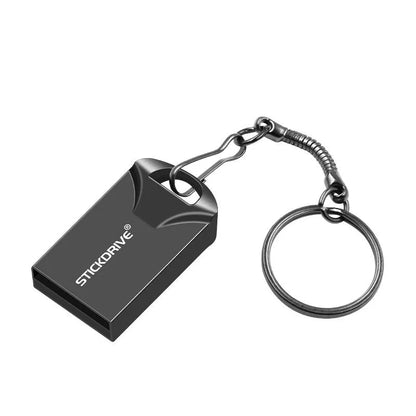 Metal USB flash drive with chain necklace in black or silver colours